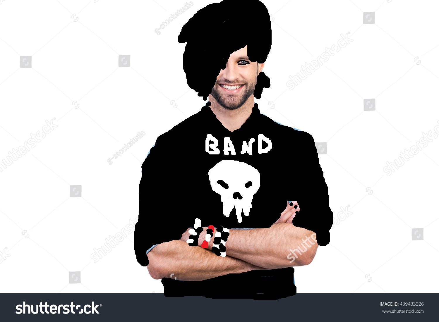 a stock picture of a man edited to be emo